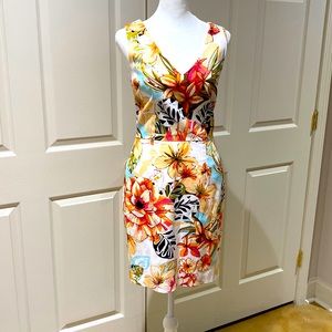 Floral Multi Color V Neck Mini Dress